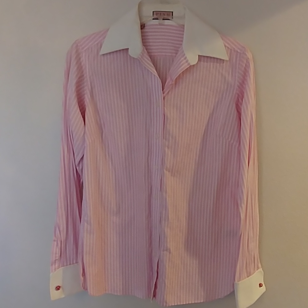 RARE THOMAS PINK STRIPED FRENCH CUFF SHIRT UK 10